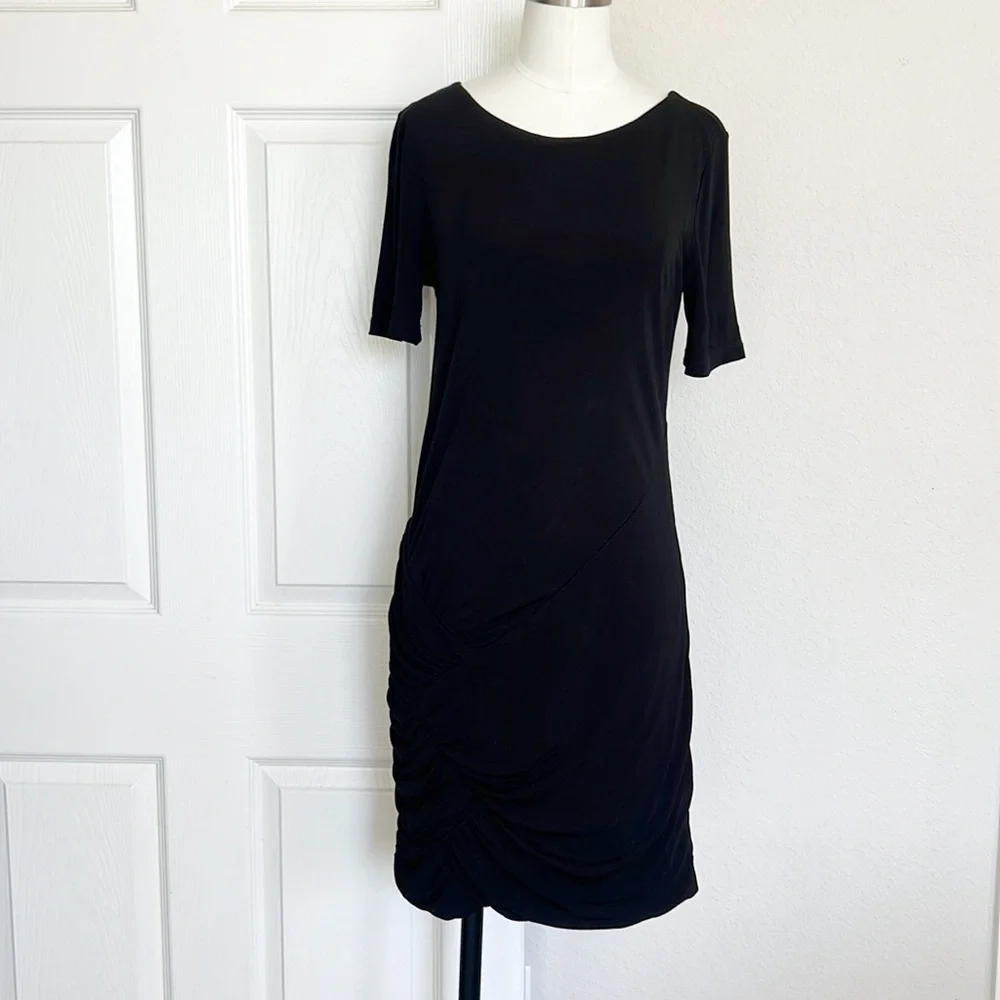 theory black mini dress Black Zip Mini Dress in Good Wool | Women's Wool Mini Dress